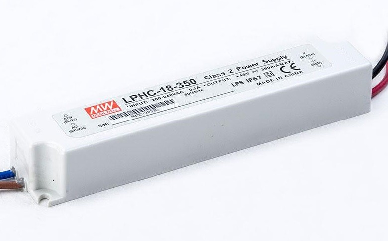Napájací zdroj vodotesný prúdový 18W/350mA DC, káblový vstup/výstup, IP67