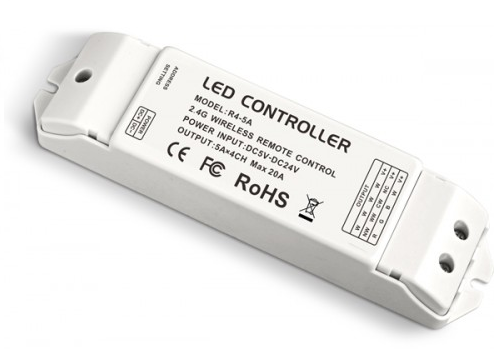 Kontrolér RF WiFI, 4-kanály, 100-480W, 5-24V DC, 5A, CV, DIMM