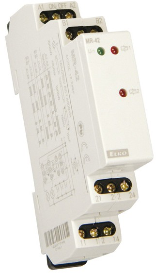 Pamäťové relé na DIN lištu, 230V AC, 2x16A, tlačidlové, IP40 (IP20-svorky)