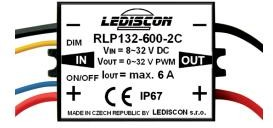 Regulátor 1-kanál, 6A, 8-32VDC, CV, PUSH DIMM s pamäťou, PWM výstup, s ext. ON/OFF