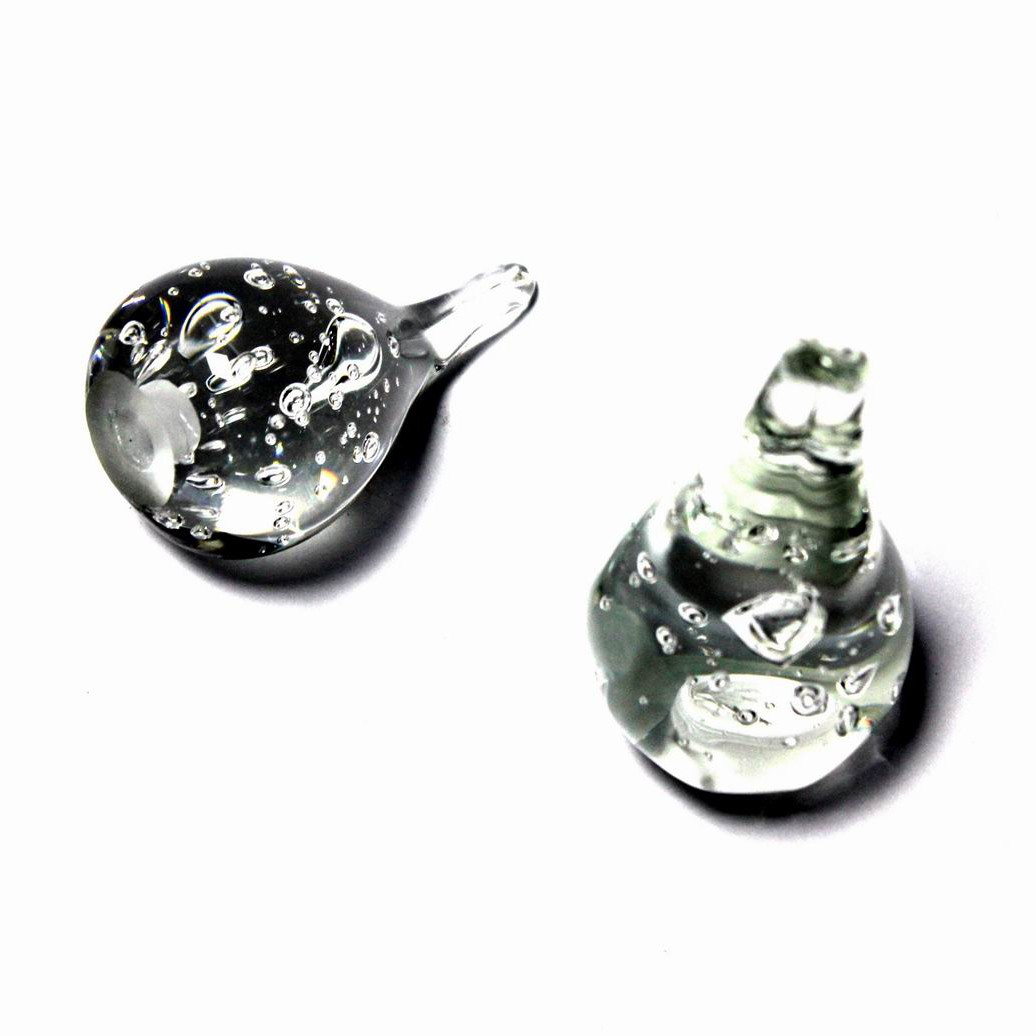 Sklenený oves,slza, veľká, s bublinkami, priem. cca43mm, dĺžka cca70mm,dierka zospodu 9mm