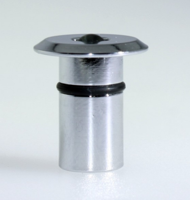 Sklenena optika v chromovej podstave, s hmozdinkou, zavit M10x1