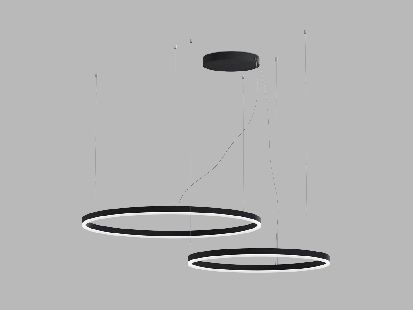 Závesné 2-prstencové LED svietidlo CIRCLE SET, dia600mm, dia800mm, 3000K/4000K, black