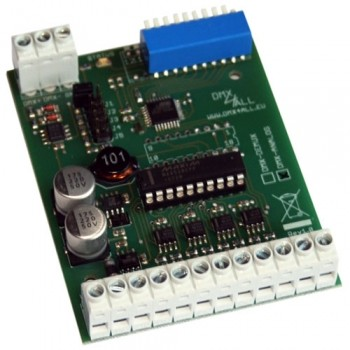 Kontrolér,8-kanálov,DMX in,0-10V out,12-24V DC,256 úrovní pre 0-10V signál,max. 10mAvystup