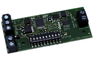 Kontrolér,1-kanál DMX in,0-10V out,12-24V DC,256 úrovní pre 0-10V signál,max.  10mA out