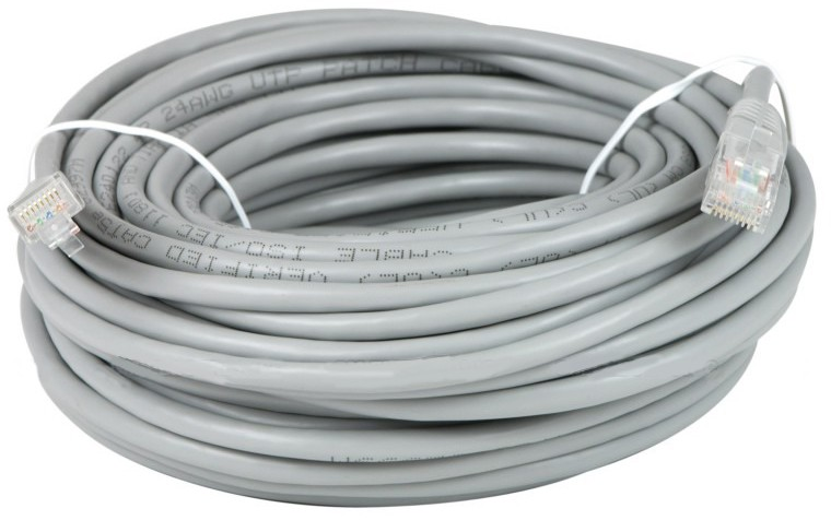 Netienený prepojovací UTP kábel, konektory RJ45, 20m, šedý