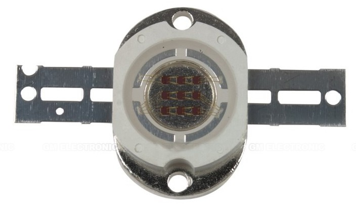 LED čip, 10W, 300lm, 90°, RED, 1200mA, 8V